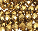 Metallic Antique Gold Crystal Faceted Rondelle 10mm