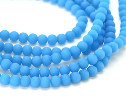 Opaque Blue Opal Beach-Style Glass Round 6mm