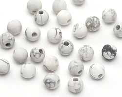 White Howlite (matte) Round (Large Hole) 8mm