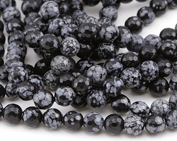 Snowflake Obsidian Faceted Round 8mm