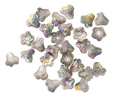 Czech Glass Matte Smoke w/ AB Finish 5 Point Bellflower 5x6mm