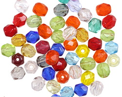 Czech Glass Transparent Multi Color Mix Fire Polished Round 5mm