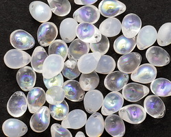 Czech Glass White Opal & Crystal AB Teardrop 5x7mm