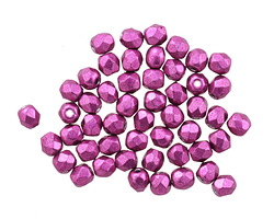 Czech Glass ColorTrends: Sueded Gold Fuchsia Red Fire Polished Round 3mm