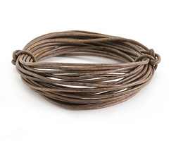 Natural Gray Round Leather Cord 1.5mm, 16 feet