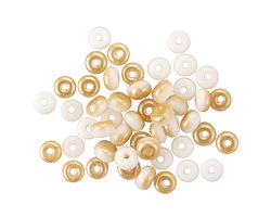 Czech Glass Toasted Marshmallow Druk Rondelle 2.5x4mm