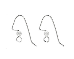 Silver (plated) Angular Earwire w/ 3mm Stardust Bead 18x20mm