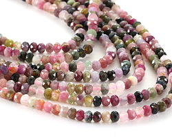 Tourmaline (dark) Faceted Rondelle 3x4mm