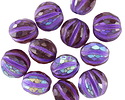 Czech Glass Matte Amethyst AB w/ Purple Wash Faceted Melon Round 10mm