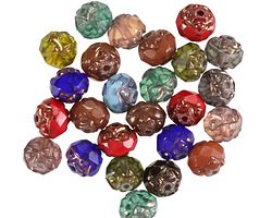 Czech Glass Multi-Color w/ Bronze Fire Polished Rose 6mm