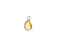 Yellow Crystal Teardrop in Silver Finish Bezel 6.5x11.8mm