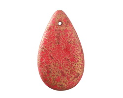 Czech Glass Textured Matte Red w/ Bronze Teardrop 18x30mm