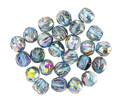 Czech Glass Crystal w/ Vitrail & Turquoise Wash Faceted Melon Round 6mm