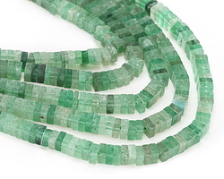 Green Strawberry Quartz Squaredelle 3x6mm