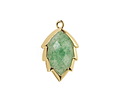 Green Strawberry Quartz Faceted Puff Leaf Focal w/ Gold Finish 14x22mm