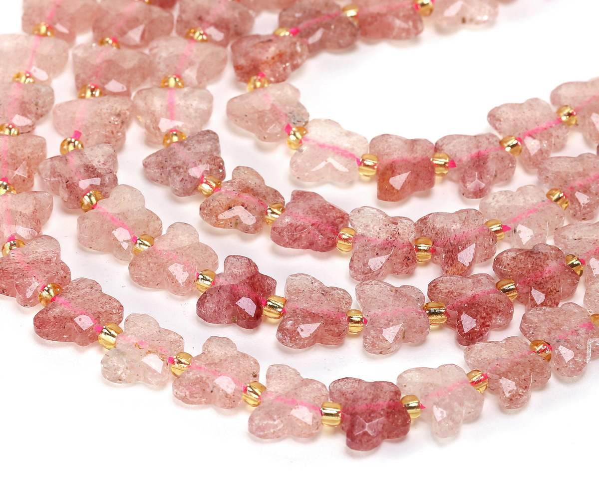 Strawberry Quartz Microfaceted Butterfly 8x10mm