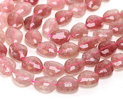 Strawberry Quartz Microfaceted Puff Pear 13x16mm