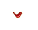 24K Gold (plated) Red Enamel Bird Bead 8x12.5mm