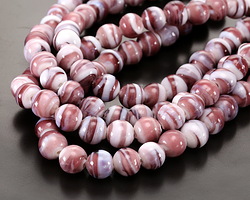 Amethyst & White Swirl Lampwork Glass Round 10mm