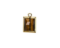 Tiger Eye w/ Gold Finish Faceted Rectangle Focal 10x15mm