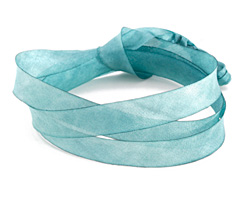 Blue Lilies Hand Dyed 100% Silk Ribbon 7/16"