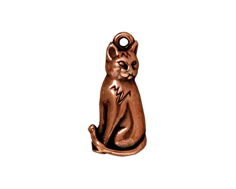 TierraCast Antique Copper (plated) Sitting Cat Charm 10x22mm