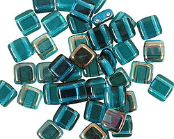 CzechMates Glass Twilight Capri Blue 2-Hole Tile 6mm