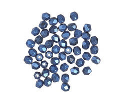 Czech Glass Blue Metallic Suede Fire Polished Round 3mm