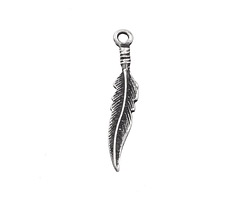 Mykonos Antique Silver (plated) Feather Charm 28mm