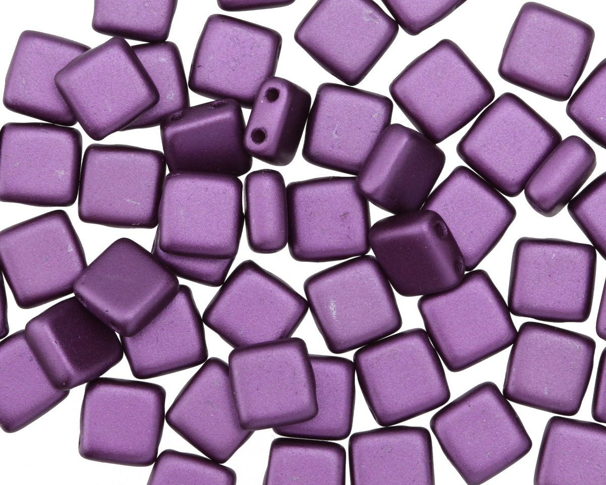 CzechMates Glass Pearl Coat Purple Velvet 2-Hole Tile 6mm