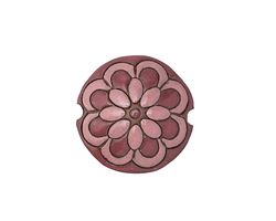 Golem Studio Pink & Burgundy Double Feathers Carved Ceramic Lentil 23mm