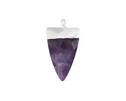 Dogtooth Amethyst Faceted Triangle Pendant w/ Silver Finish 13x24mm