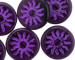 Czech Glass Plum w/ Violet Sun Coin 22mm