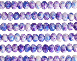 Czech Glass White w/ Purple & Turquoise Flecks Finish Fire Polished Rondelle 3x5mm