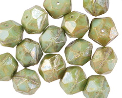 Czech Glass Sweet Mint Silver Picasso English Cut Bead 8x10mm