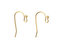 Gold (plated) Earwire w/ Ball 11x21mm (100 pieces)