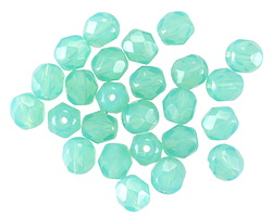 Czech Glass Green Opal Fire Polished Round 6mm