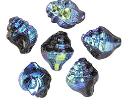 Czech Glass Jet AB Murex Shell 15x12mm