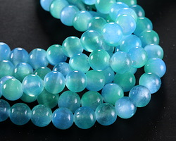 Sea Green & Sky Blue Dual-Tone Selenite Round 8mm