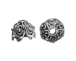 Mykonos Antique Silver (plated) Beaded Chandelier Bead Cap 11x14mm