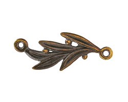 Mykonos Antique Brass (plated) Olive Branch 37x15mm