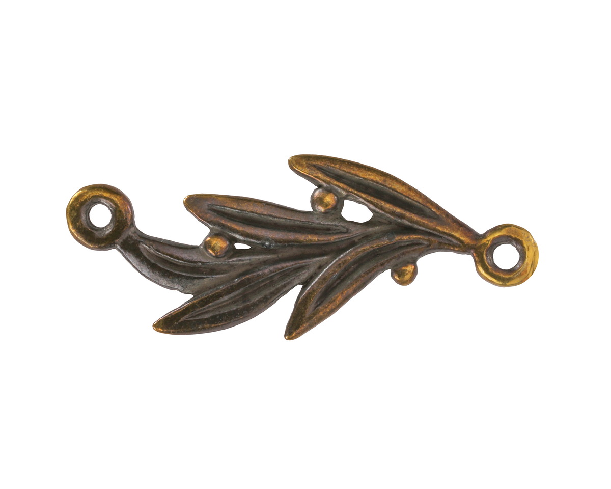 Mykonos Antique Brass (plated) Olive Branch 37x15mm