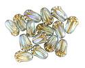 Czech Glass Aquamarine AB w/ Gold Tulip 12x8mm