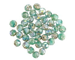 Czech Glass Aquamarine Waters AB w/ Antique Silver Lantern 4mm