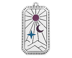 Antique Silver (plated) Colorful Enamel Tarot Card Focal 18x33mm