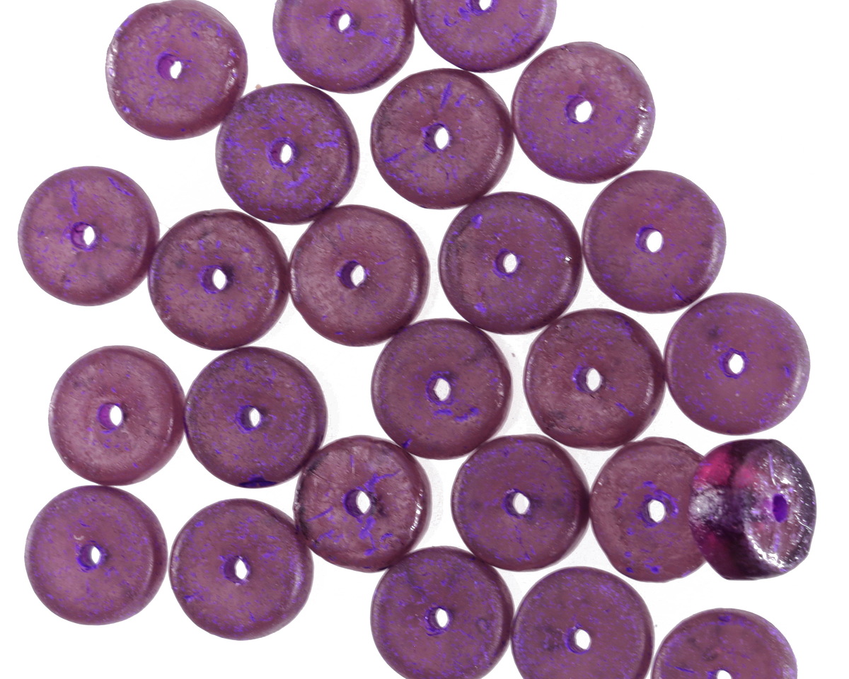 Czech Glass Textured Amethyst w/ Purple Wash Heishi 4x8mm