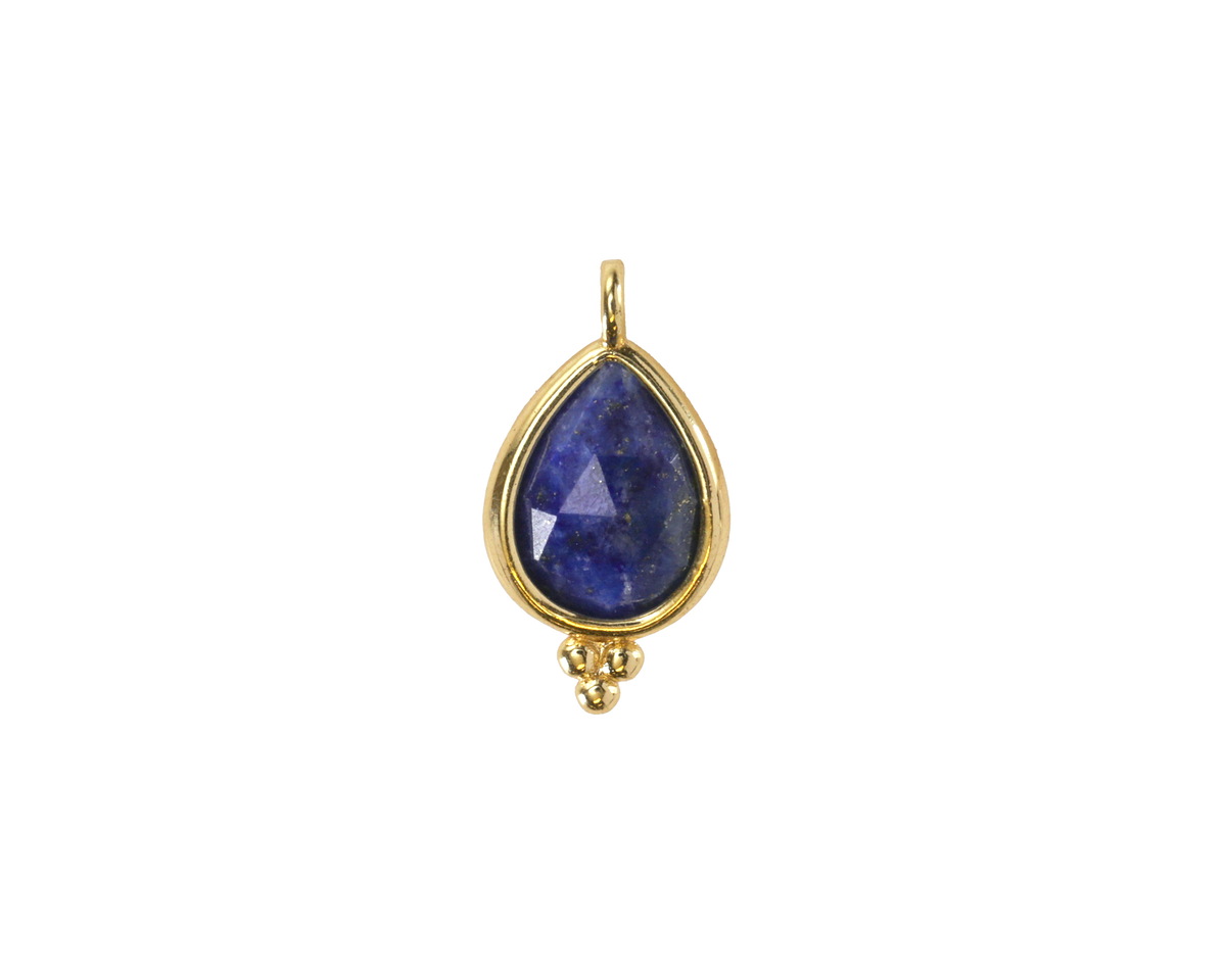 Lapis w/ Gold Finish Faceted Teardrop Focal 10x12mm