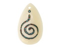 Nepalese Bone w/ Mosaic Turquoise and Coral Unalome Spiral Teardrop Focal 23x37-40mm