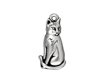 TierraCast Antique Silver (plated) Sitting Cat Charm 10x22mm