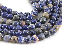 Orange Sodalite Faceted Round (Large Hole) 8mm